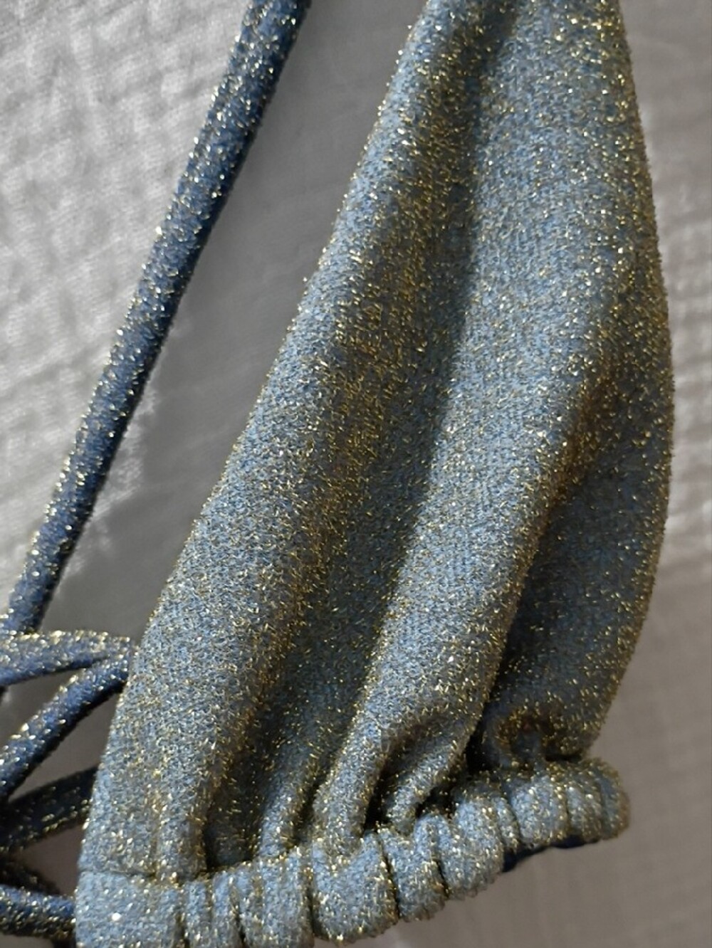 aerie Metallic Two-Tone Triangle Bikini Top - Navy & Blue with Gold Shimmer NWT - Picture 6 of 8